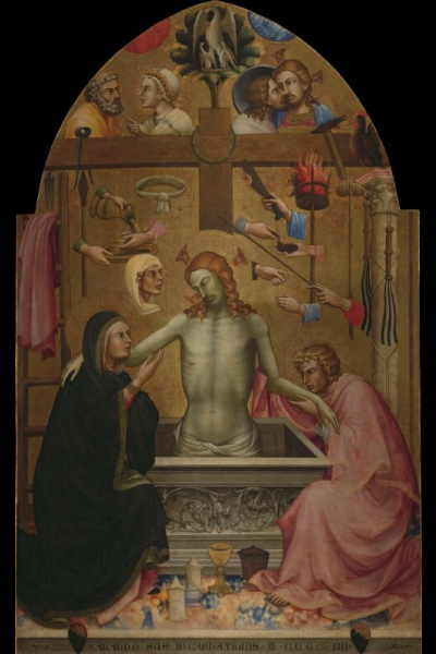 Piero di Giovanni (Lorenzo Monaco) - Cristo in pietà con i simboli della passione
