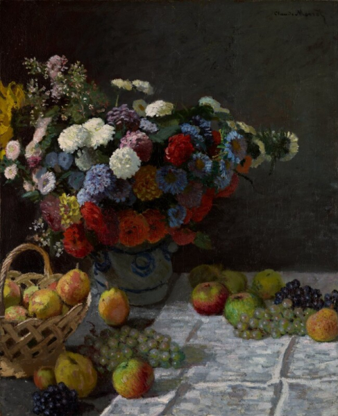 Claude Monet - Natura morta con fiori e frutti