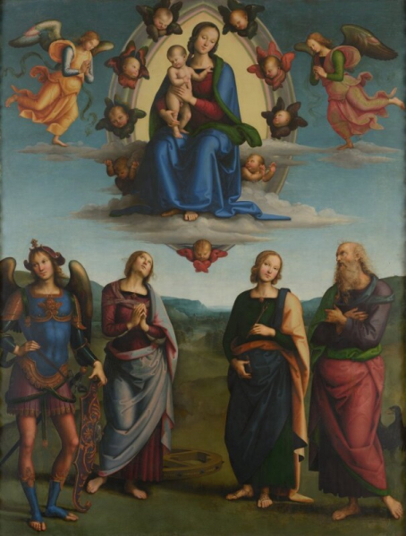 Pietro Di Cristoforo Vannucci (Perugino) - Madonna con Bambino in gloria e santi