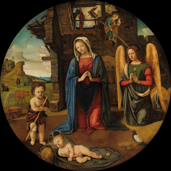 Piero di Lorenzo di Chimenti (Piero di Cosimo) - La Natività con il Bambino e San Giovanni