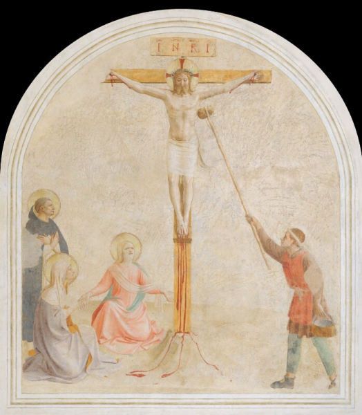 Giovanni  da Fiesole (Beato Angelico) - Crocifissione con Maria e Maddalena (cella 41)