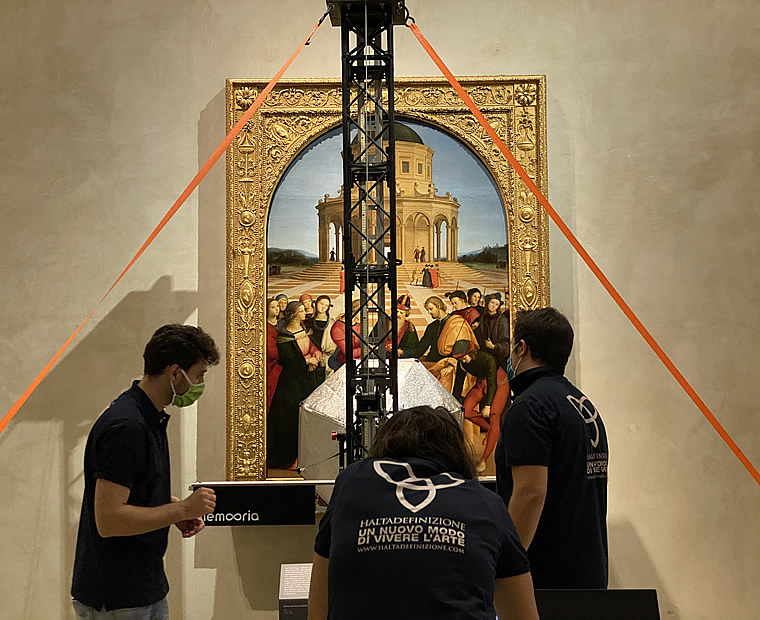 Digitalizzazione con macchina Robin dello Sposalizio della Vergine di Raffaello presso Pinacoteca di Brera